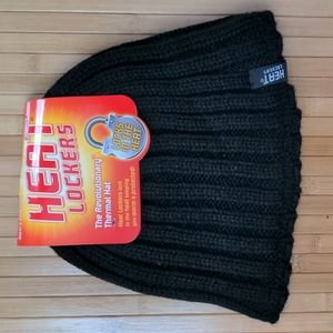 Mens Black Thermal Cable Knit Hat by Heat Lockers NEW